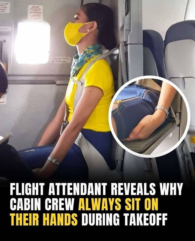Flight Attendant Reveals the Unexpected Reason Cabin Crew Keep Their Hands Under Their Thighs During Takeoff and Landing