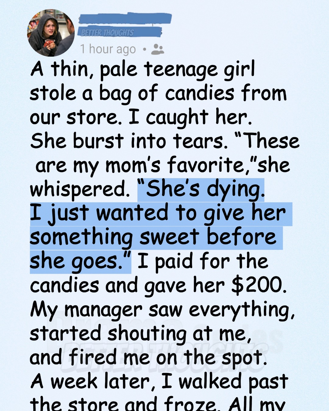 I Helped a Girl Stealing Candy for Her Dying Mom—Losing My Job Was Only the Beginning