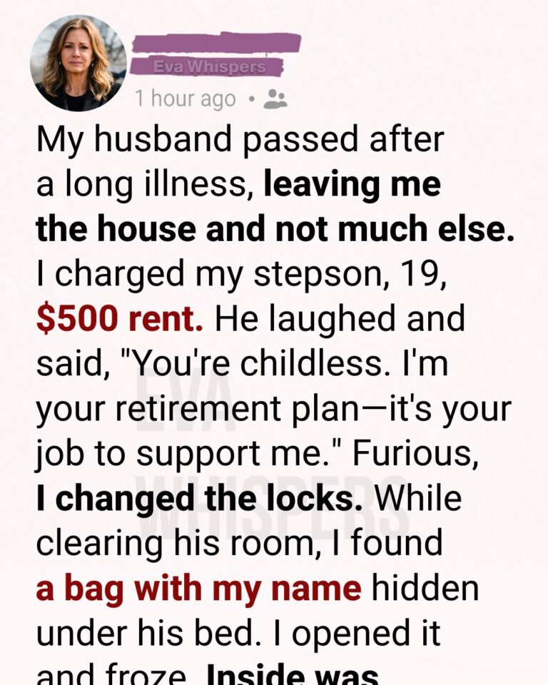 After My Husband Passed, I Charged My Stepson Rent — What He’d Been Doing in Silence Broke Me