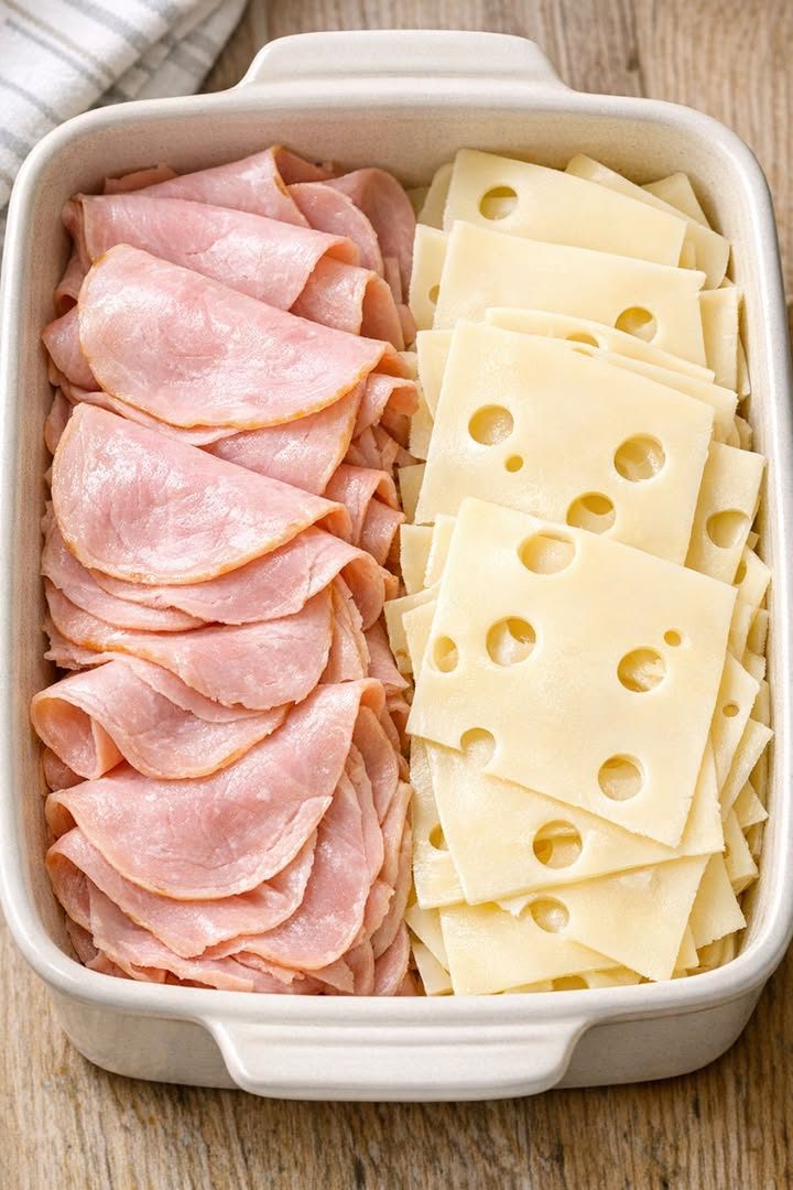 Layer ham and swiss cheese in a casserole dish and get a meal so delicious your husband will be begging for more! It tastes like a warm sandwich in a bowl.