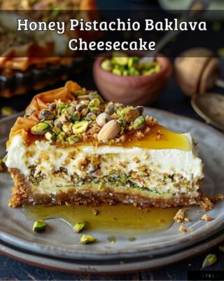 Honey Pistachio Baklava Cheesecake