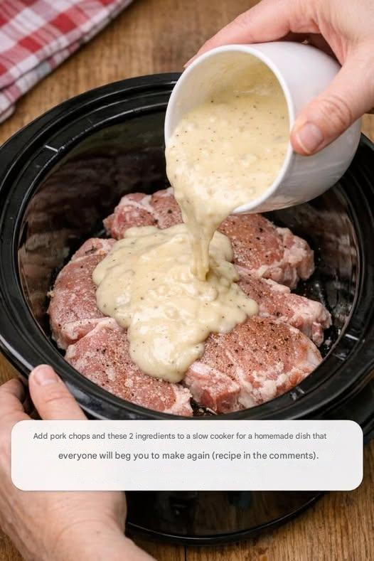 Add pork chops and these two ingredients to the slow cooker for a homemade dish that everyone will beg you to make again.