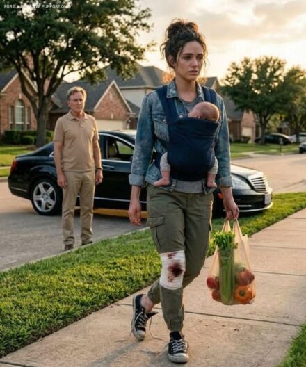 My dad saw me limping down the street, holding my baby and grocery bags, and asked where my car was. When I quietly explained that my partner’s mother had taken it and expected gratitude, his expression changed instantly.