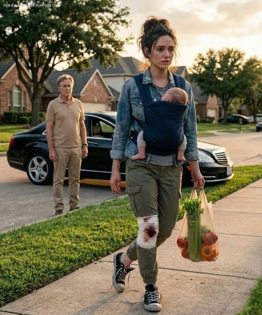 My dad saw me limping down the street, holding my baby and grocery bags, and asked where my car was. When I quietly explained that my partner’s mother had taken it and expected gratitude, his expression changed instantly.