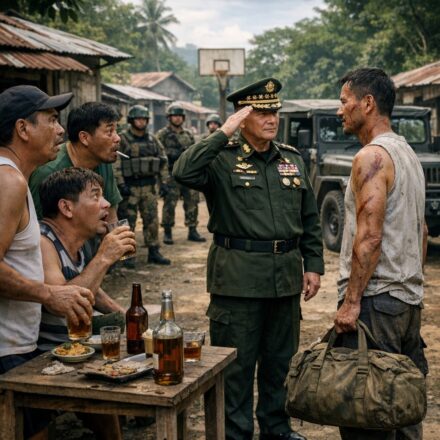 THE WHOLE VILLAGE GOSSIPED ABOUT THE SOLDIER WHO CAME HOME WITH NO MEDALS AND ONLY “SCARS” ALL OVER HIS BODY — BUT THEY STOPPED DRINKING WHEN A GENERAL STEPPED OUT OF AN ARMY JEEP AND SALUTED HIM