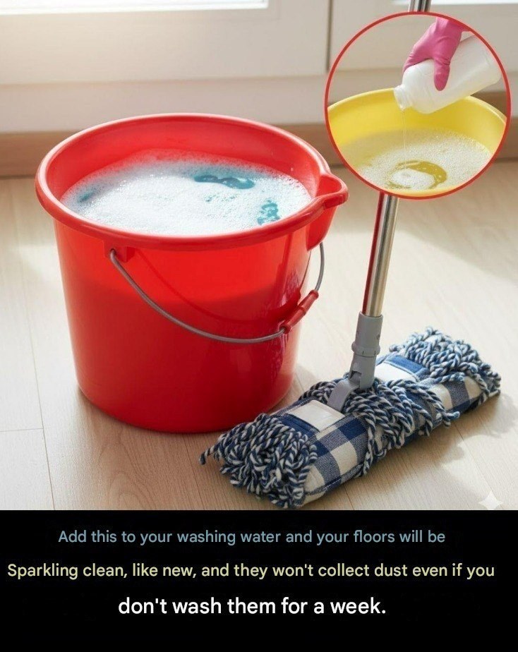 Add this to your cleaning water and your floors will be sparkling clean, like new, and dust-free even if you don’t clean them for a week.