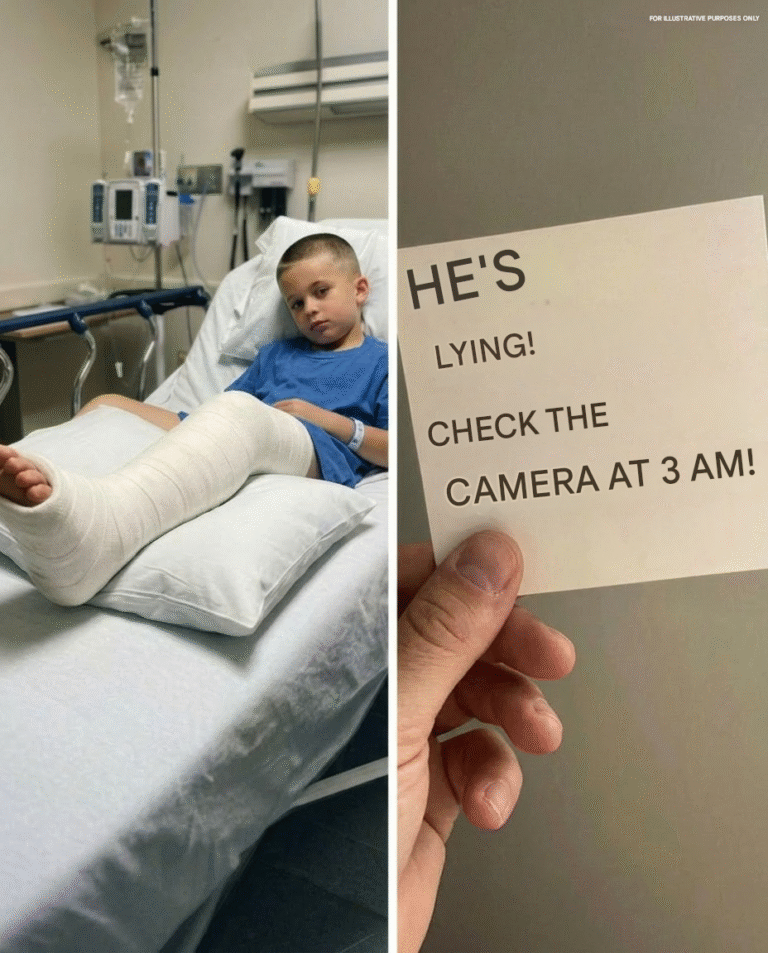 I went to the hospital to take my son to the hospital after he broke his leg. The nurse left me a note: “He’s lying. Check the camera at 3 a.m.”