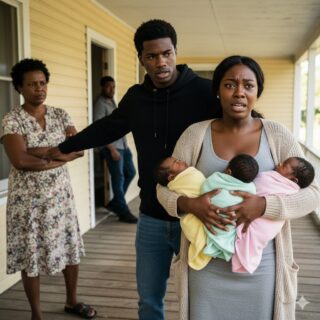 The husband and his family threw her and her newborn triplets out at midnight, unaware that his wife was…
