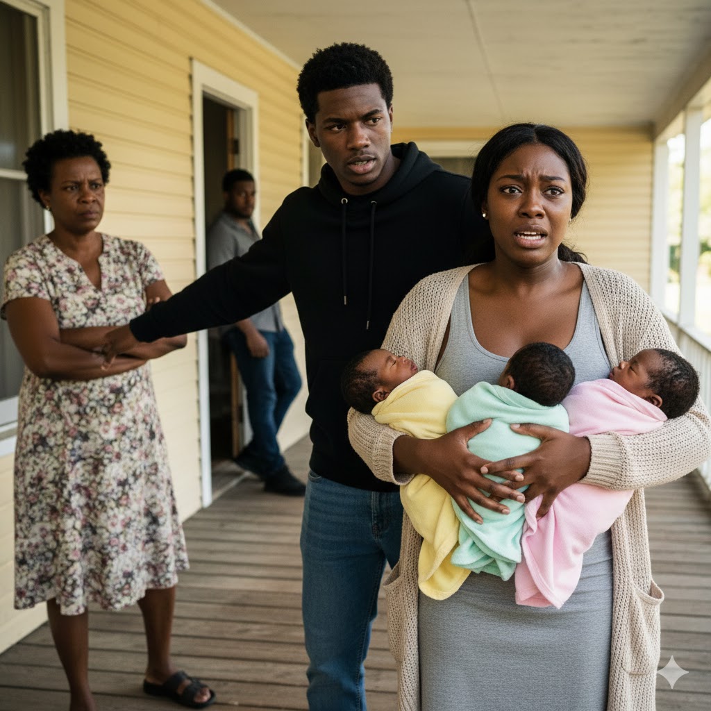 The husband and his family threw her and her newborn triplets out at midnight, unaware that his wife was…