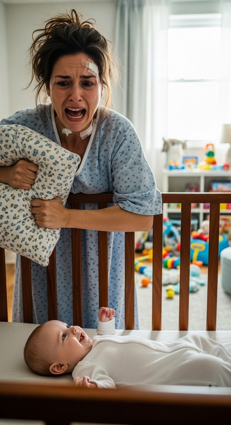 After the cesarean section, I was too weak to stand at all. My mom said, “Go rest, I’ll take care of the baby.” When I woke up the next morning, I felt something was wrong. My baby’s crib was silent—and my mom had disappeared. When I called her, she said calmly, “Your sister needed me.” Then she hung up. A few minutes later, the doctor’s words paralyzed me… and what I did next made sure she would never forget that day.