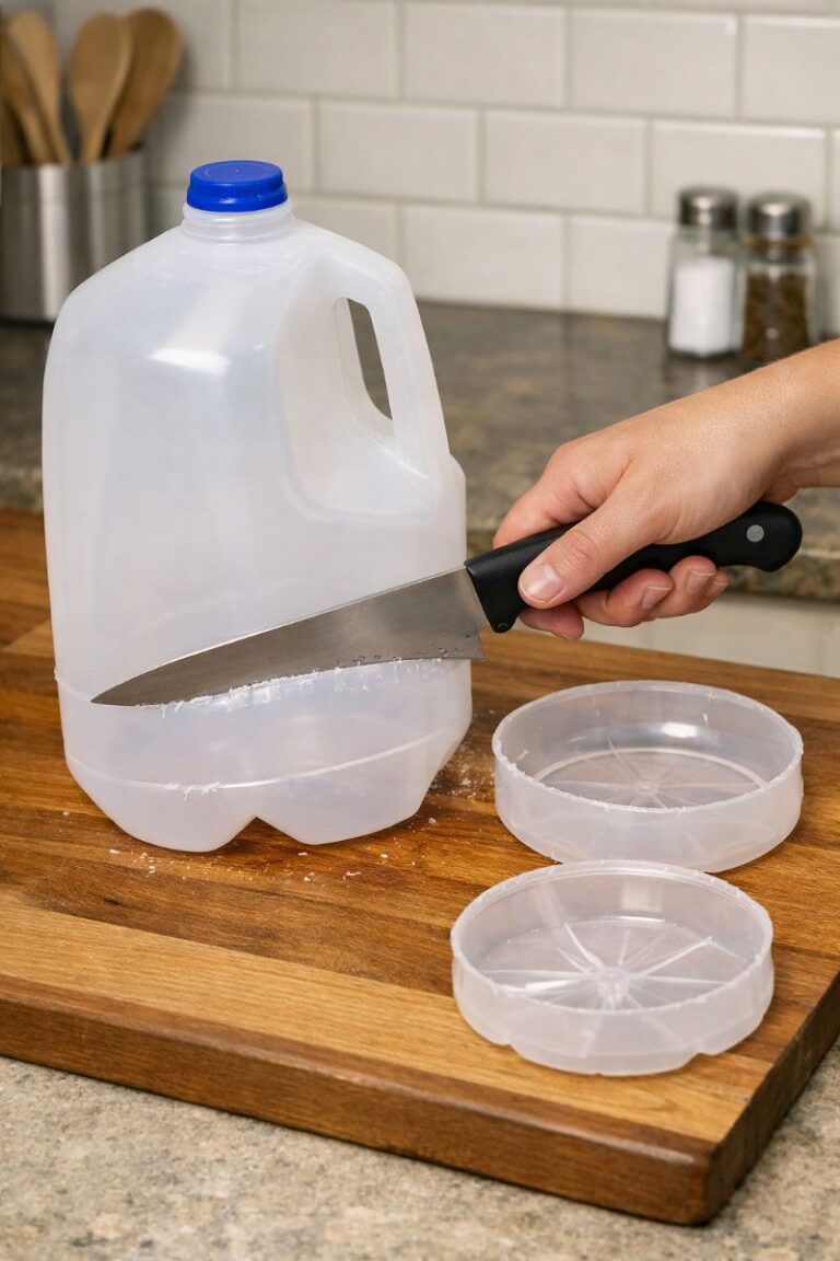 Slice the bottoms off empty plastic gallon milk jugs and 2 ordinary household cleaning items, and people can’t believe the result.